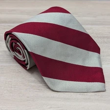 Vintage Wembley Silk Repp Tie Red White Striped Candy Cane Christmas