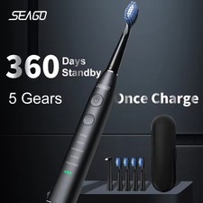 Seago Sonic Electric Toothbrush Kit USB Rechargeable SG-575 Black Blue White