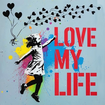 Girl with Balloon Love my life 01 Banksy Art Pop Art Leinwandbild bis 150x150 cm