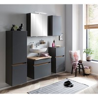 Badezimmer MöBel Set Spiegelschrank HäNgeschrank Unterschrank Grau Eiche