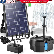 Solar Pond Filter Pump Kit 3600mAh Battery Bio Rings Water Fountain Nozzles New