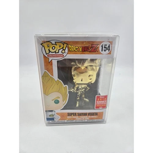 Funko Pop 154 Dragon Ball Z Super Saiyan Vegeta Gold Chrome Summer Convention