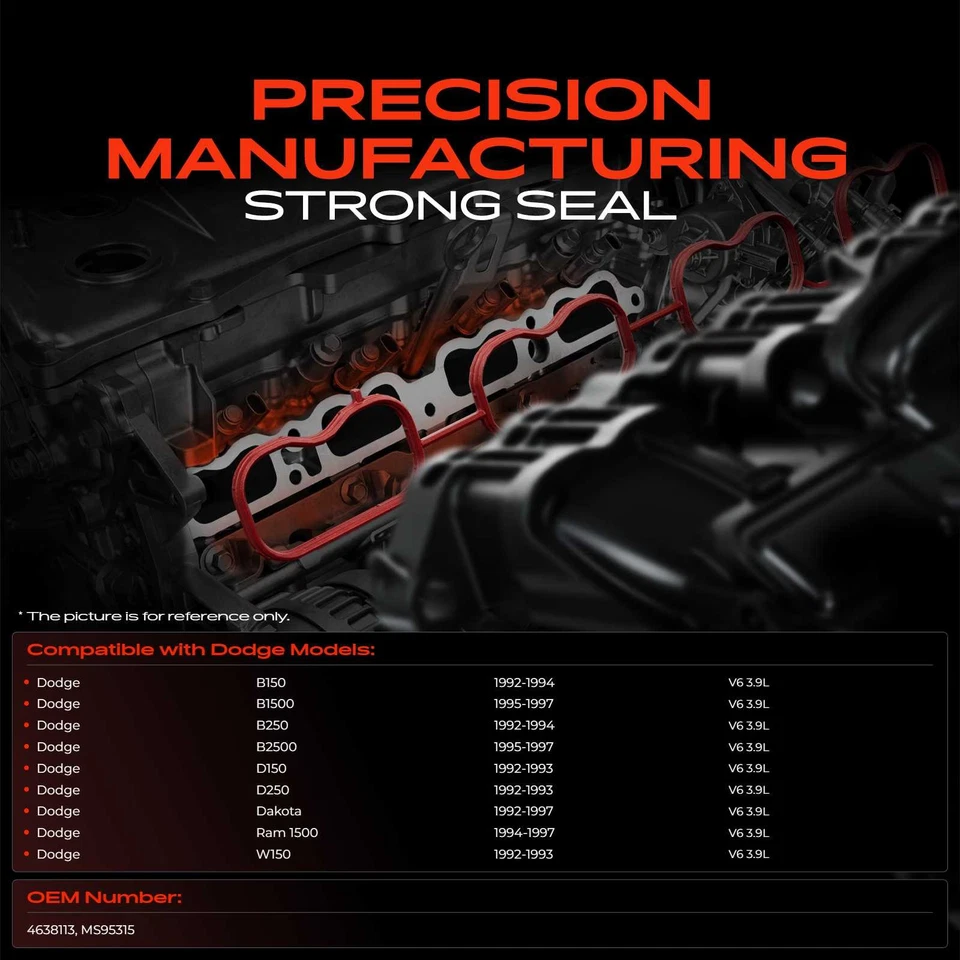 Juego de juntas de colector de admisión de motor para Dodge Ram 1500 1994-1997 Dakota 1992-1997 Foto 2 de 4