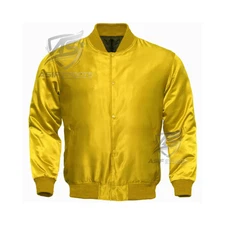 Yellow Vintage Men's Varsity Jacket  Satin letterman style free shipping
