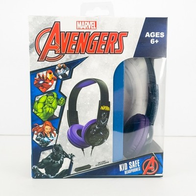 Marvel Black Panther Kid Safe Headphones Volume Limiting Wired 3.5mm School New