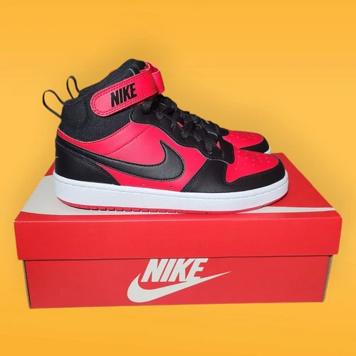Sneakers Nike Court Borough Mid University rosse nere nuove con scatola UK 5