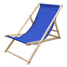 Chaise longue pliable de jardin fauteuil plage bois chilienne bleu foncé 120 kg