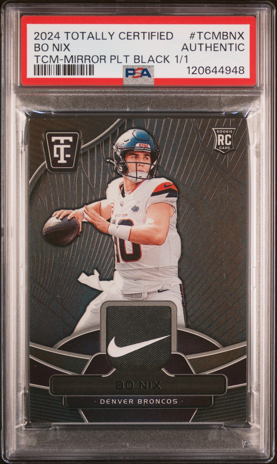 Bo Nix Panini Totally Certified Totally Certified Materials #TCMBNX Mirror Platinum Black 1/1