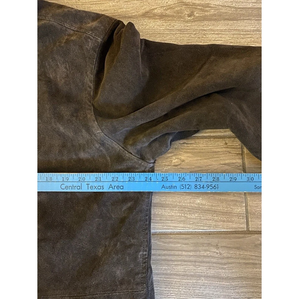 Chaqueta de cuero de gamuza marrón J Crew para hombre abrigo de coche acolchado interior talla grande Foto 3 de 4