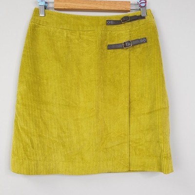 Boden Rock Damen UK 8R limettengrün Cord Faux Wickelschnalle A-Linie Mini
