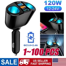 Dual USB Car Cigarette Lighter Socket Splitter Power Adapter Charger Outlet lot