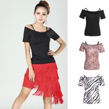 Ballsaal Flamenco Latein Tanzbluse, Kurzarm Übungs Tanztop