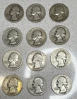 Washington Quarter Silver 25C 1944-1946 Circulated Lot of 12 US Coins