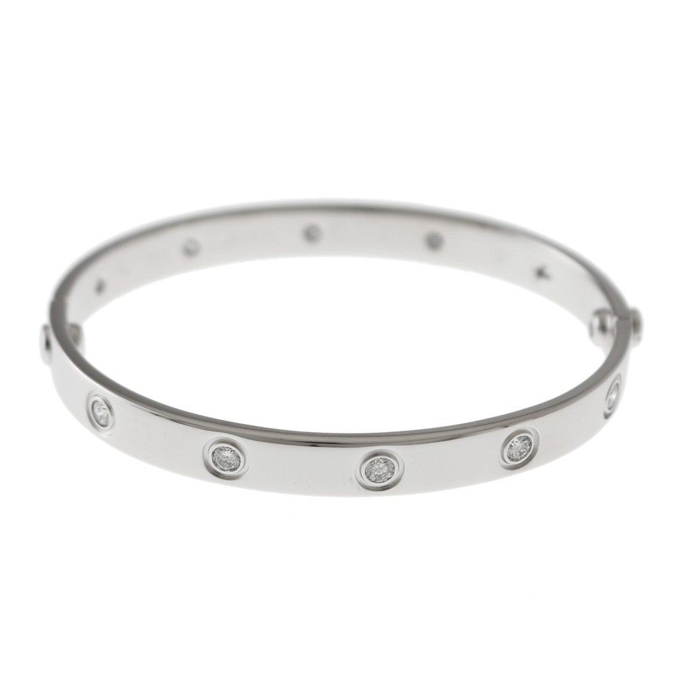 CARTIER Bangle K18 white gold diamond 10P Diamond love breath with driver used
