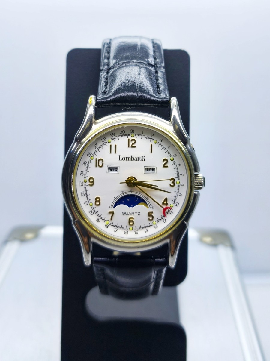 Vintage Lombardi 9826 TRIPLE CALENDAR MOON PHASE Men Watch