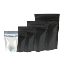 100/500 Black & Frosted Window Mylar Foil Stand Up Pouch Food Packaging Pouches