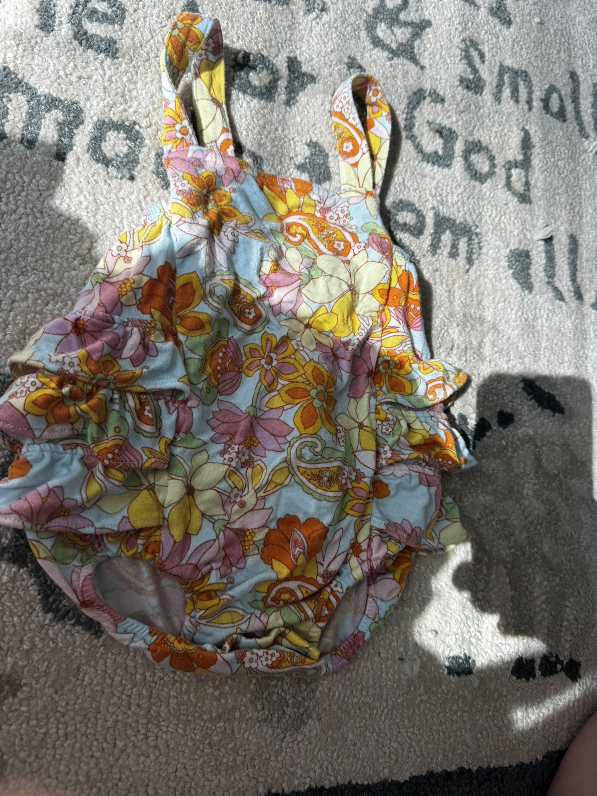 Angel Dear Baby Girl Bubble Romper Floral Multicolor 3-6 months bamboo