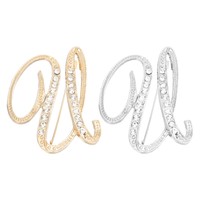 Brief Broschen Pins, 2Stk Initial Letter U Strass Broschen Metall, Gold Silber