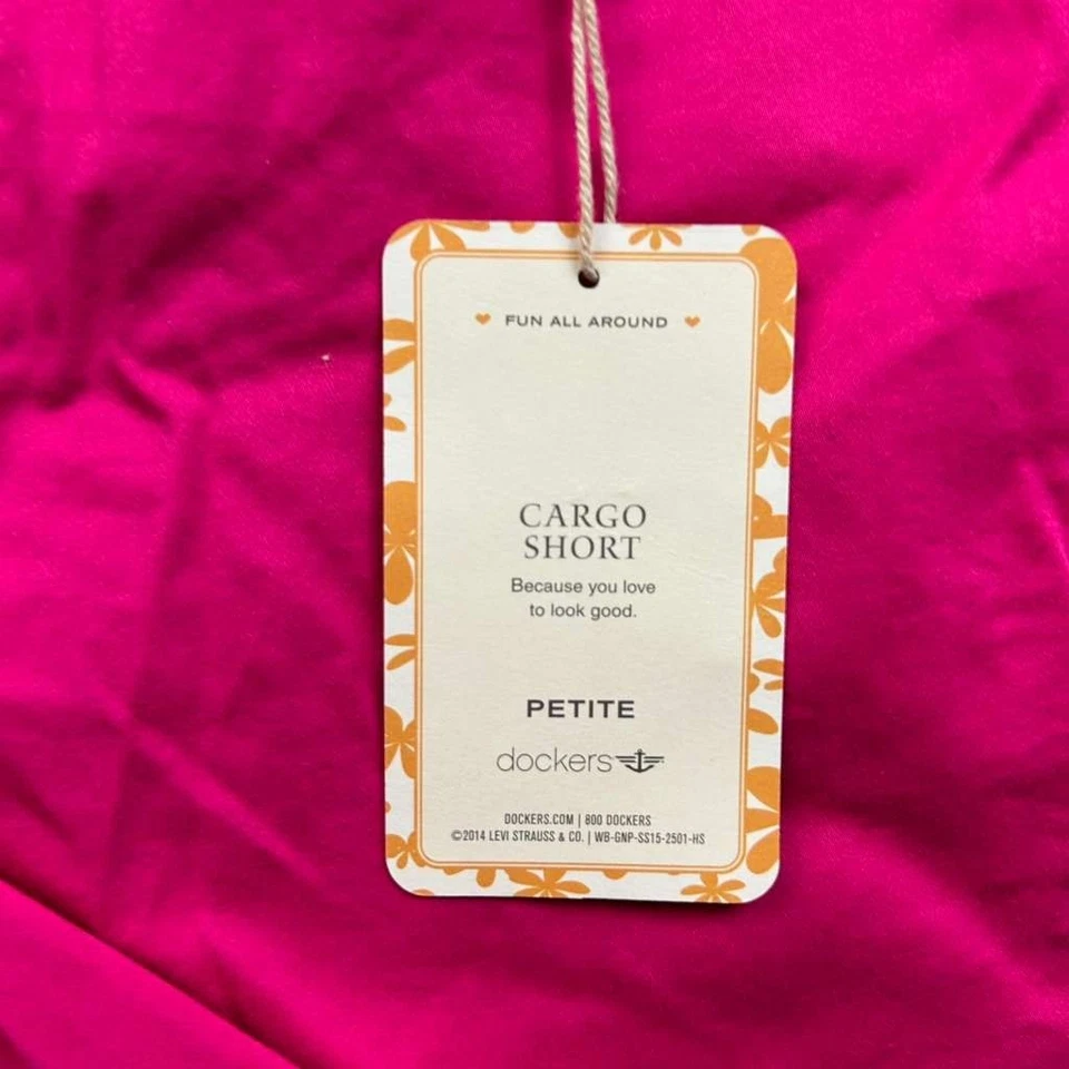 Dockers Shorts Womens 14P Pink Flat Front Lightweight Cargo Short NWT - Image 4 of 4