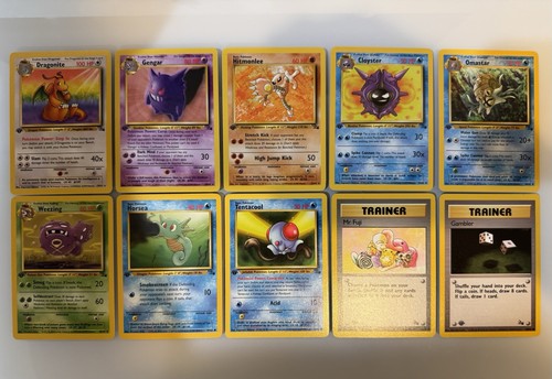 1st Edition Fossil Set Pokémon Card Lot Rare Non Holo Near MINT Dragonite Gengar