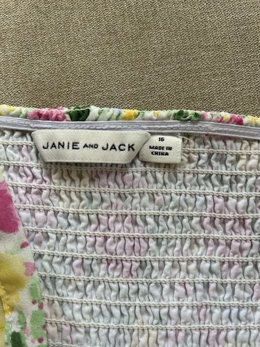 Janie and Jack Smocked Romper The Emma Long Sleeve Floral Girls Size 16 - Picture 9 of 11