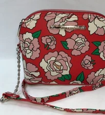 Betsey Johnson Bag Purse Handbag Red/Pink Floral Roses Dome Domed Crossbody NEW