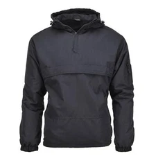 MIL-TEC Anorak jacket combat windproof hooded fleece lined black Windbreaker