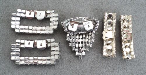 5 Vintage Rhinestone SHOE CLIPS Two = Pairs MUSI = Single - Bar Square Waterfall - Picture 5 of 6
