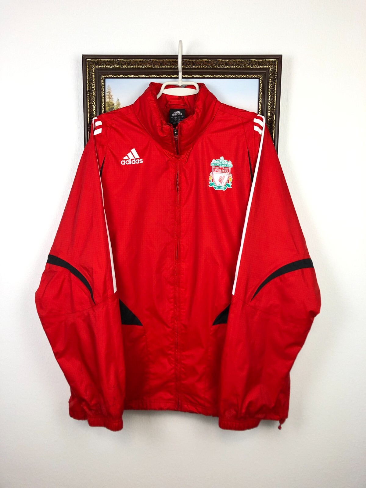 Vintage Adidas Liverpool Football Jacket Soccer Track Top Mens Hooded Size XL
