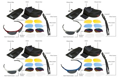 IPSXP Lunettes de Soleil de Sport polarisées avec 5 lentilles interchangeables, Lunettes de Cyclisme pour Hommes et Femmes, Baseball Course Escalade pêche Conduite Golf
