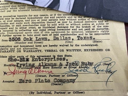 RUBY, JACK SIGNED DOCUMEN, LEE HARVEY OSWALD ASSASSIN, KENNEDY, CUBA, DALLAS, TX - Picture 2 of 2