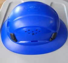 New Aolamegs OSHA BlueFull Brim Hard Hat with Built-in Safety Glasses And Strap.