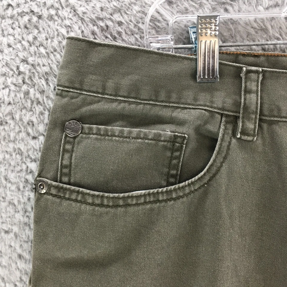 Timberland Regular Straight Chino Pants Women 40x30 Green Zip Fly Mid Rise Cotto - Изображение 3 из 4