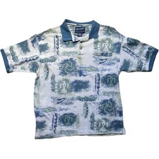Wrangler Western Polo Shirt Mens XL Short Sleeve Aztec Blue Green Thunderbird