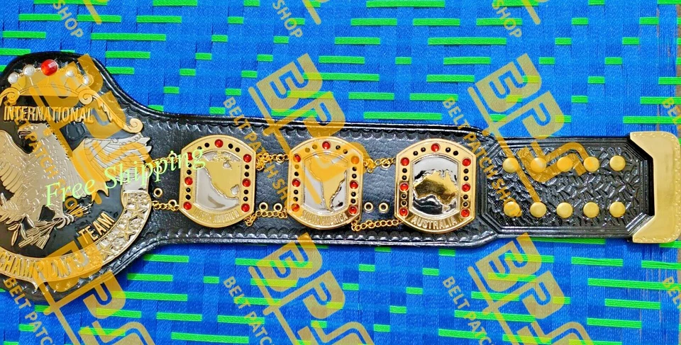 Cinturón de campeonato de lucha de peso pesado NWA International Tag Team placa de zinc de 4 m Foto 4 de 4