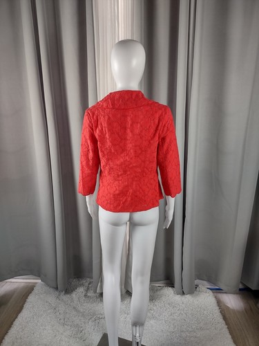 Leslie Stuart Women's 100% Cotton Coral Eyelet Floral Cotton Scallop Jacket Sz 6 - Picture 3 of 12