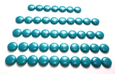 48 Vintage 7.5-7.7 Blue FAUX Acrylic Turquois Round Flat Back Button Cabochon