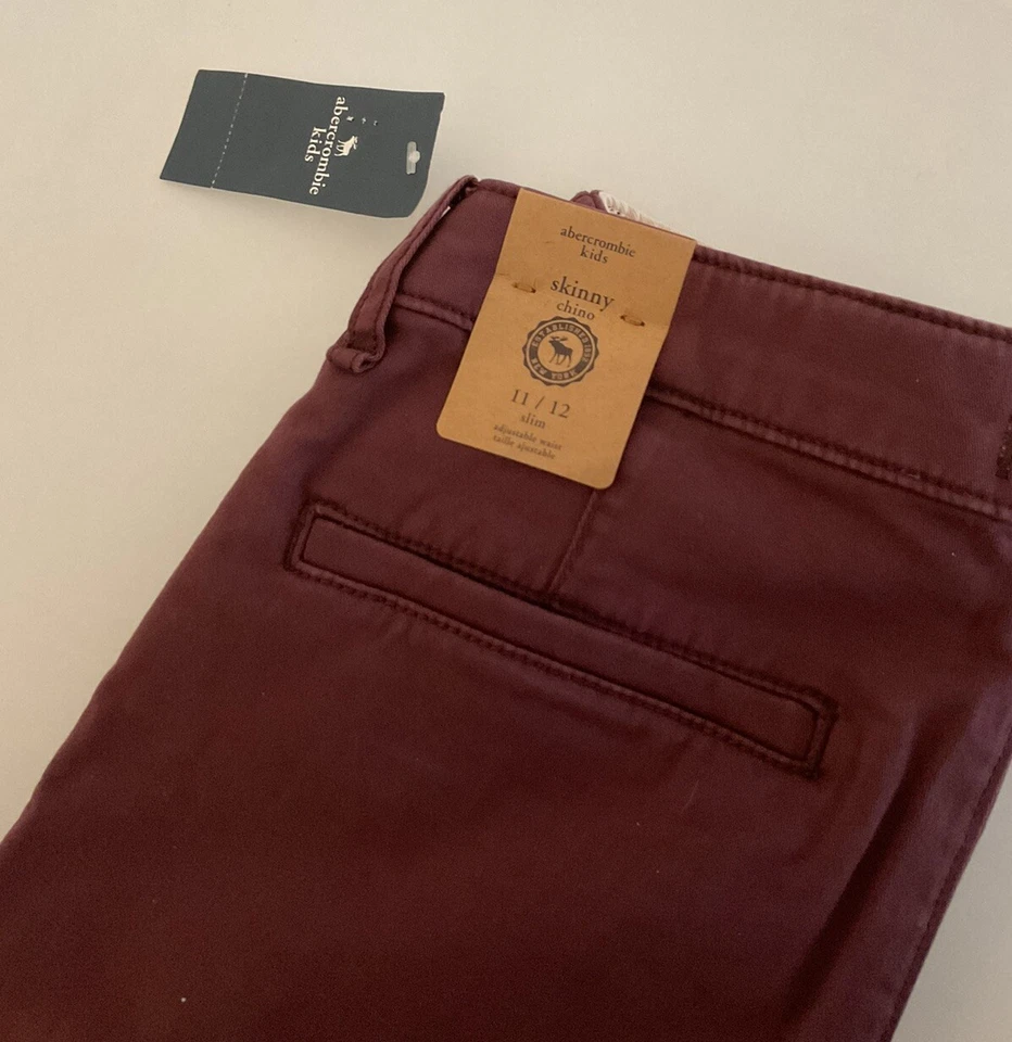 Abercrombie Niños Niños Delgado Ajustado Chino Caqui Nuevo Con Etiquetas Talla 11/12 Foto 4 de 4
