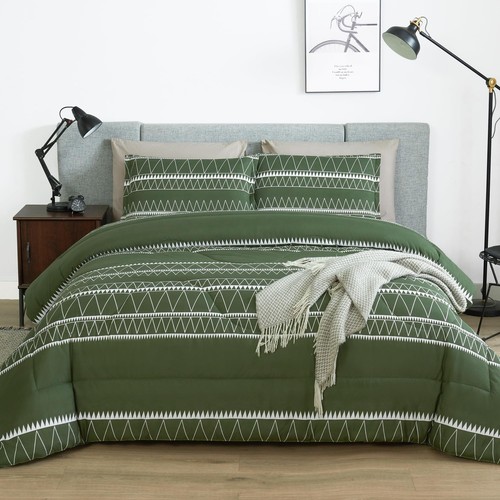 Juego completo de edredón de cama Andency Green, 3 piezas (1 verde oscuro...
