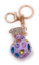 Sac À Dos Violet Avec Des Pierres Porte-Clés En Métal