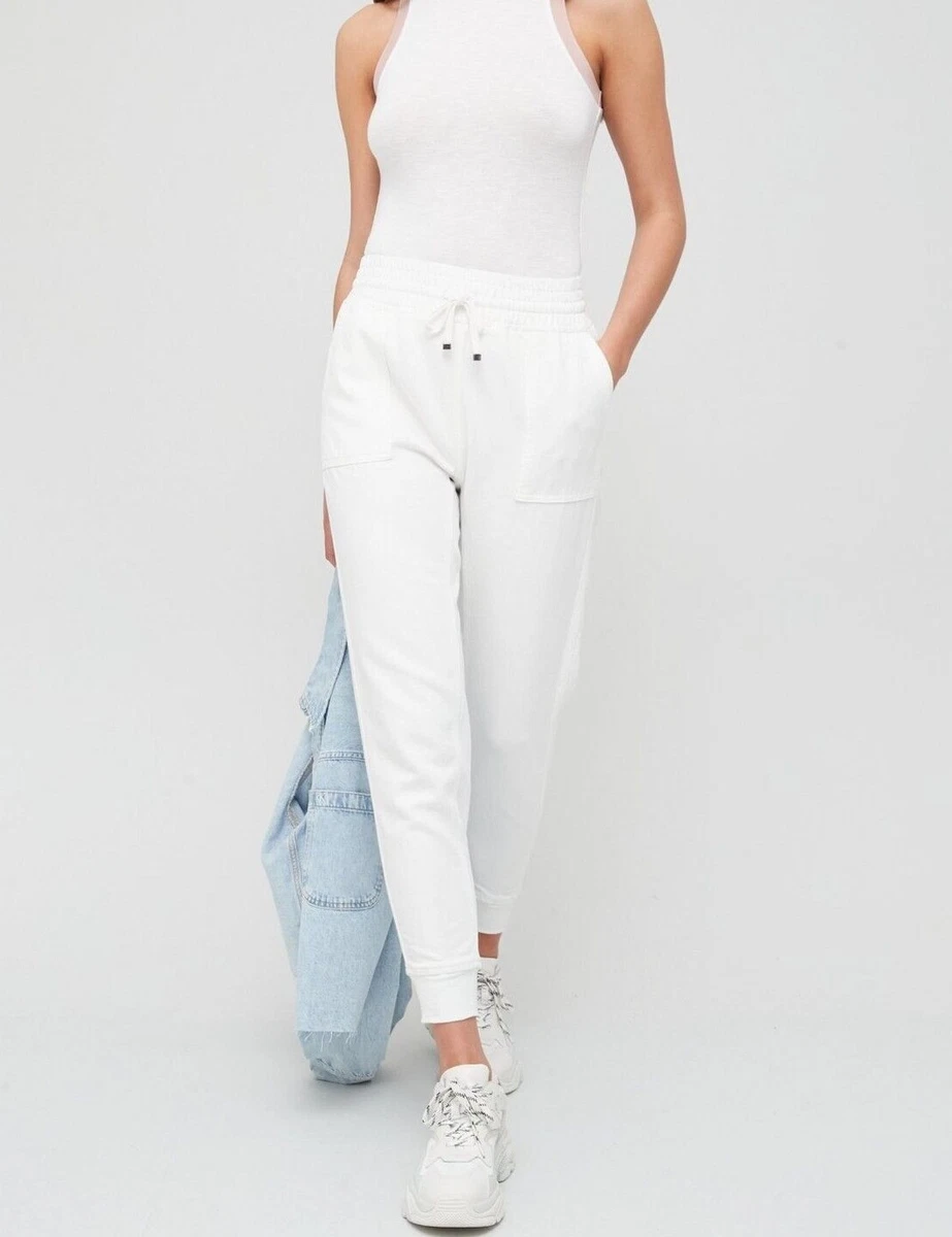 V by Very Heavy Duty Casual Cotton Joggers Cream Size 8 UK Trousers Pants NEW