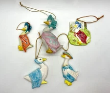 Vintage Schmid Beatrix Potter Lot of 5 Puddle Duck Ornaments – Drake Jemima Rebe