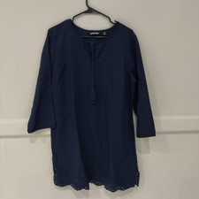 Lands' End Womens Notch-Neck Drawstring Boho Swim Cover Up 90 Size Medium 4B147