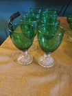 Anchor Hocking Green Bubble Foot Goblet glasses 4 different sizes set of 31