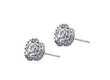 Royal Crown Silver SP 2.0 Cts AAA Cubic Zirconia Stud Earring