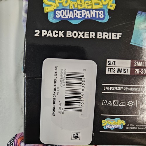 Spongebob Squarepants 2 Pack Men's Boxer Briefs Size Large Nickelodeon Pink Blue - Picture 15 of 15