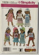 Simplicity 1928, Summer Wardrobe 18" Doll Clothes Pattern, UNCUT, NEW