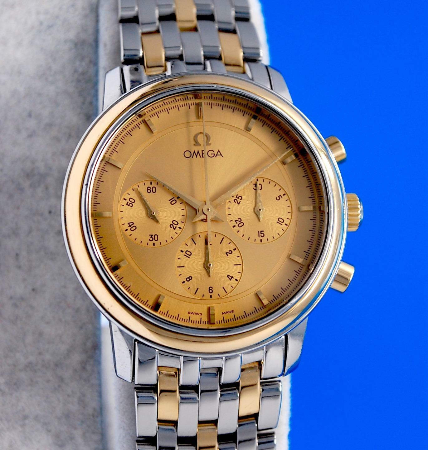 Mens Omega DeVille Prestige 18K Gold & SS Chronograph Watch - Mechanical Wind item image
