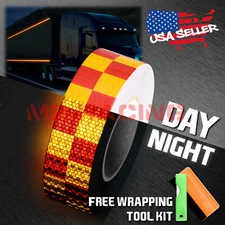 *Red Yellow Checker Conspicuity Tape 2"x120' Reflective Safety Truck Trailer RV
