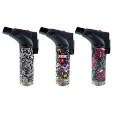 3 Pack Jumbo 4" Single Jet Flame Torch Gun Lighter Refillable Lockable Windproof